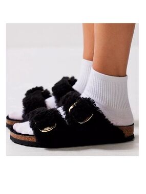 Women's Arizona Big Buckle Sandal Teddy Black size 39 US 8 - 8.5 women